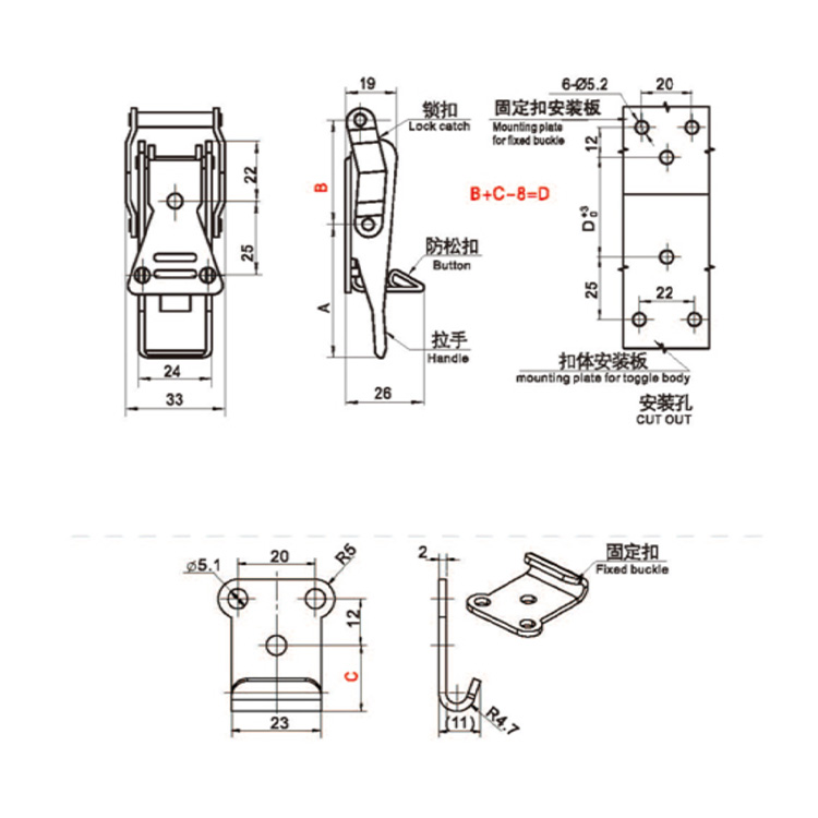 فنر فشرده سازی کششی ضد تراش Hasp-C9103