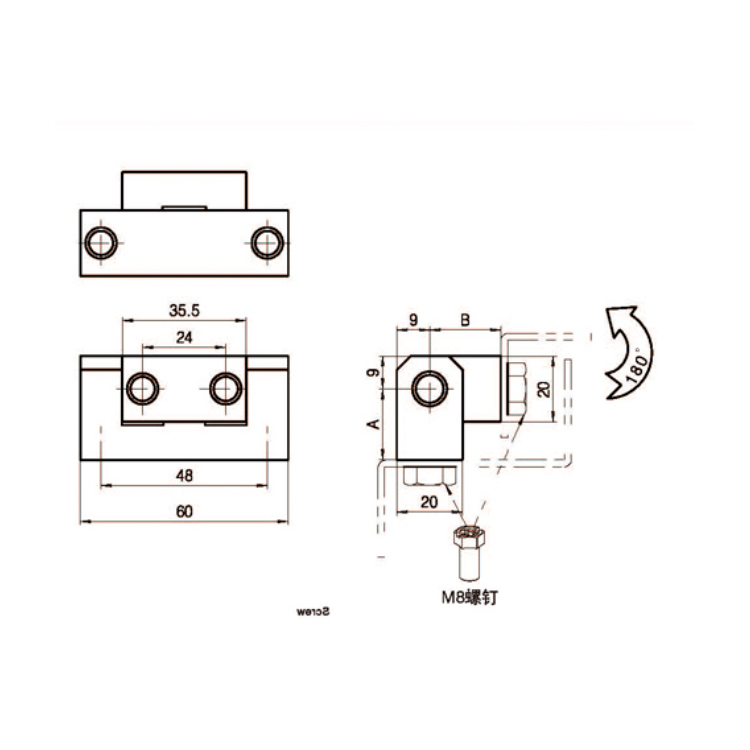 لولای نصب پلکانی با زاویه راست-B2219-1;2