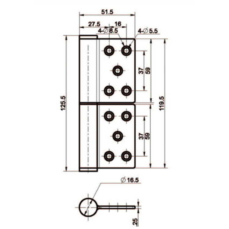 لولای جداشدنی داخلی از جنس استنلس استیل-B2228-13