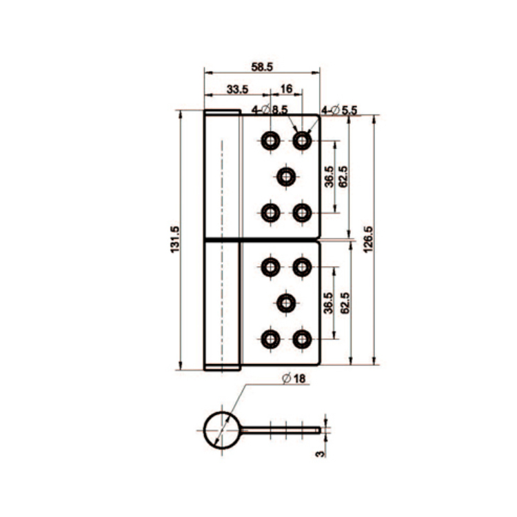لولای جداشدنی توکار فولاد ضد زنگ-B2228-14