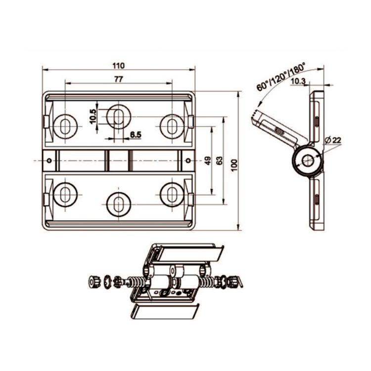 لولای موقعیت یابی تخت-B2233-2