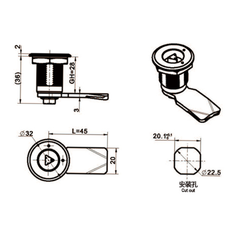 نوع ابزار Cam Lock-A6014