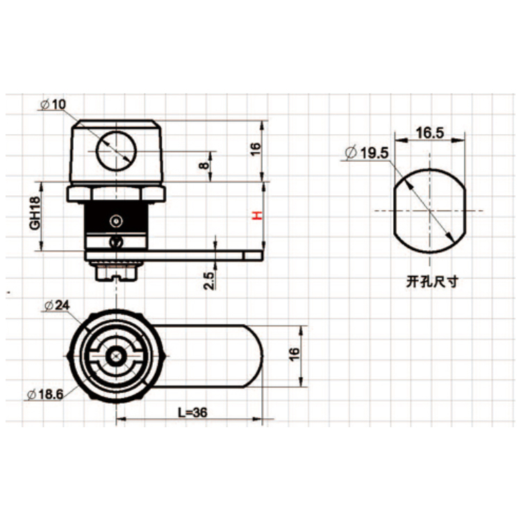 نوع ابزار قفل قفل نوع Cam Lock-A6208-1