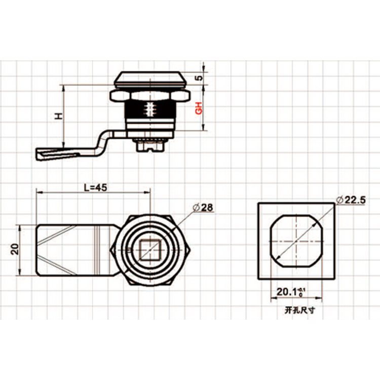 نوع ابزار استاندارد آمریکایی Cam Lock-A6301